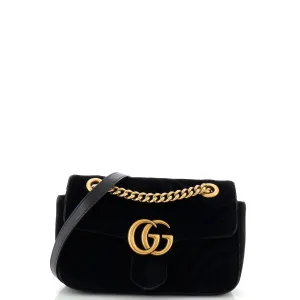 GUCCI GG Marmont Flap Bag Matelasse Velvet Mini