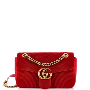 GUCCI GG Marmont Flap Bag Matelasse Velvet Small