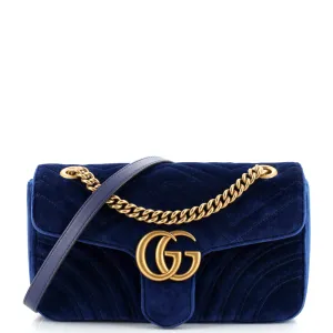 GUCCI GG Marmont Flap Bag Matelasse Velvet Small