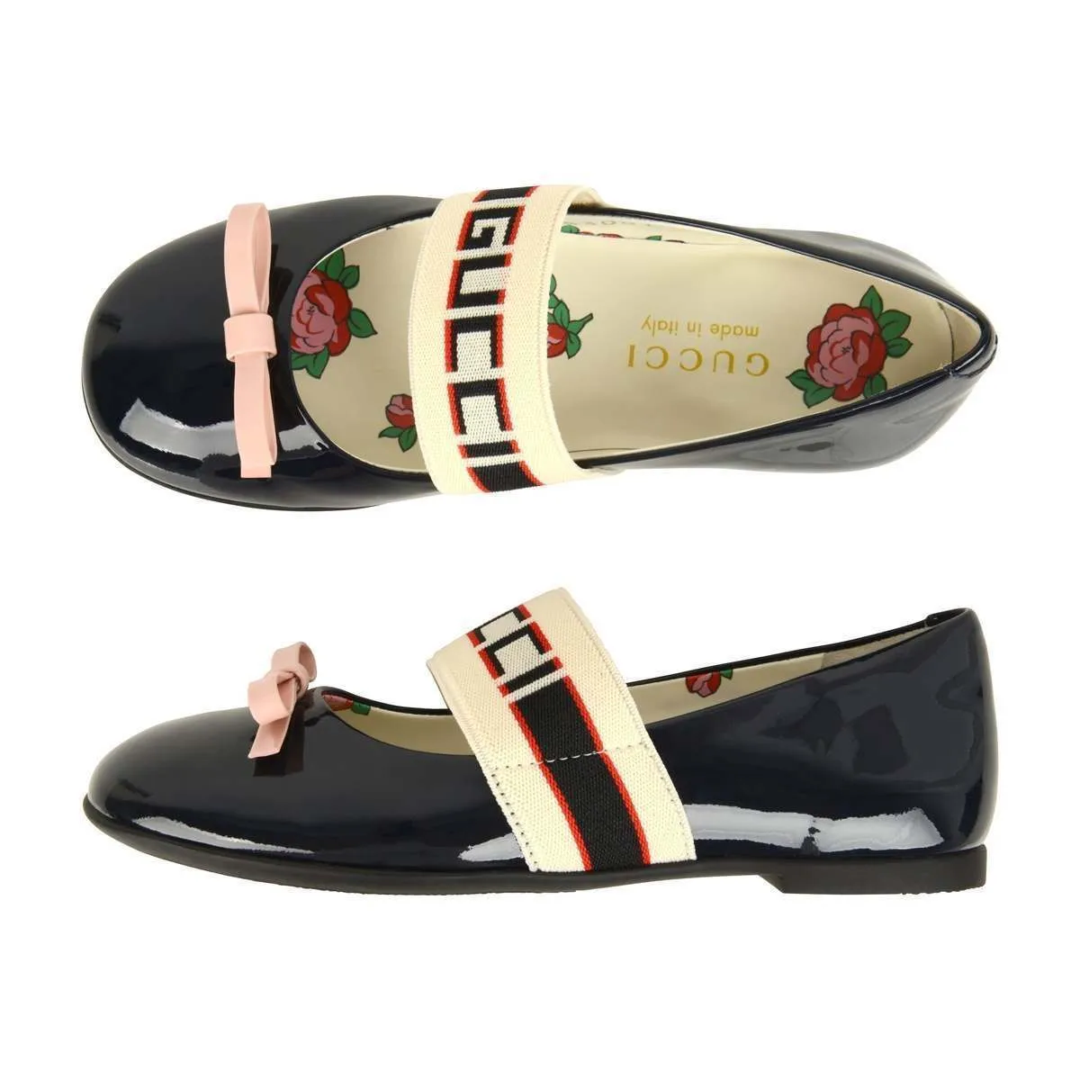 Gucci Girls Patent Leather Ballerina Shoes