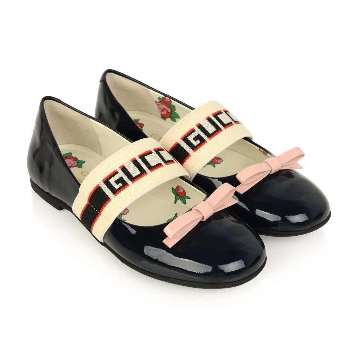 Gucci Girls Patent Leather Ballerina Shoes