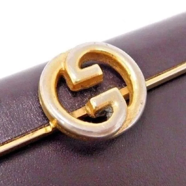 Gucci Interlocking G Chocolate Brown Leather Clutch