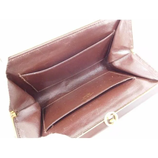 Gucci Interlocking G Chocolate Brown Leather Clutch