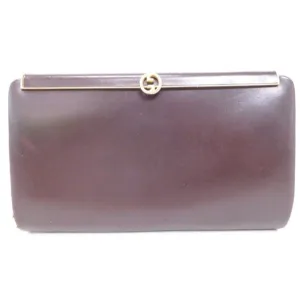 Gucci Interlocking G Chocolate Brown Leather Clutch