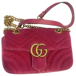 Gucci marmont pink velvet handbag