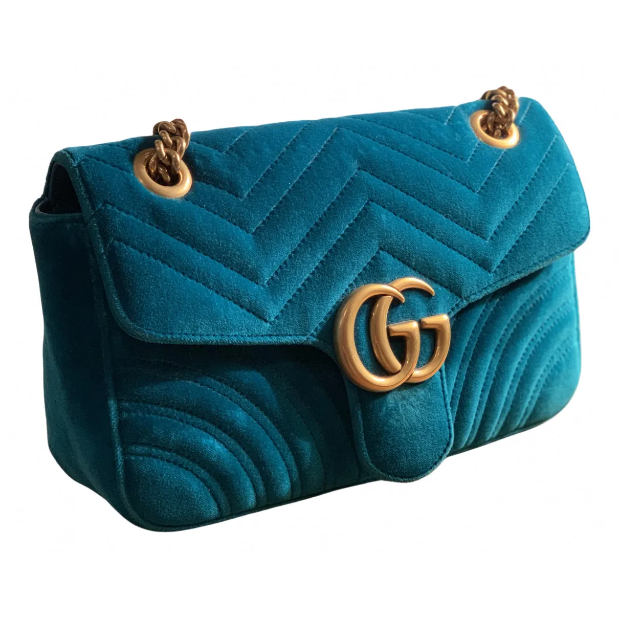Gucci marmont turquoise velvet handbag