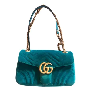Gucci marmont turquoise velvet handbag