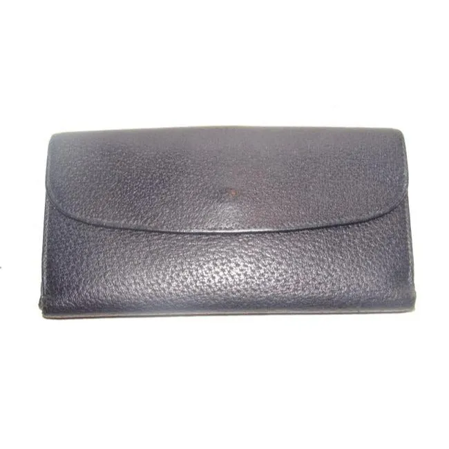 Gucci Navy Leather Exterior And Lining With Gold G Hinge Closure Vintage Wallet
