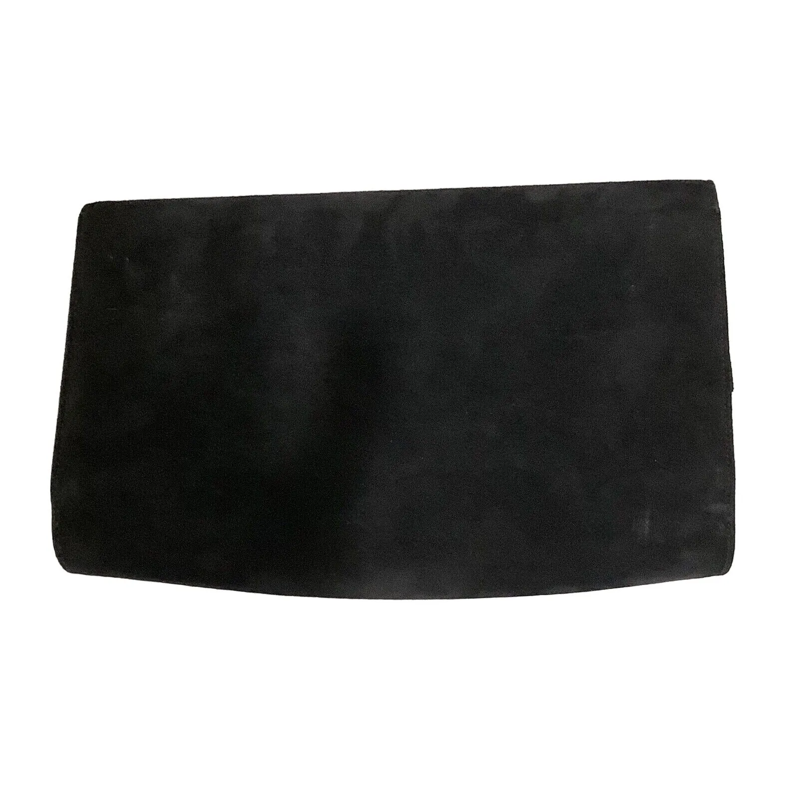 Gucci navy suede clutch w a round buckle accent