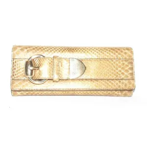 Gucci Romy W Accent Gold Pythongold Buckle Skin Leather Clutch