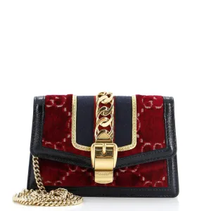 GUCCI Sylvie Chain Shoulder Bag GG Velvet Super Mini