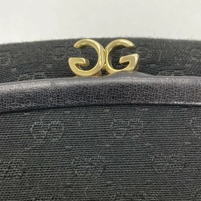 Gucci Vintage Boxy Hinged Top Black Micro Guccissima Print Silk And Leather Clutch