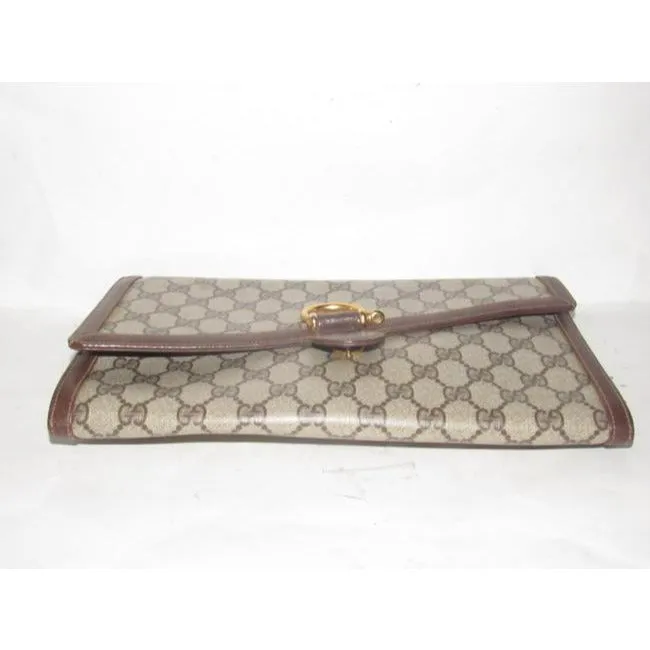 Gucci Vintage Pursesdesigner Purses Large G Logo Print Coated Canvas And Leather In Browns Clutch