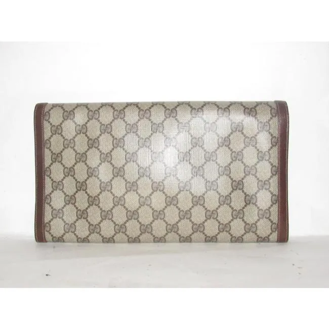Gucci Vintage Pursesdesigner Purses Large G Logo Print Coated Canvas And Leather In Browns Clutch