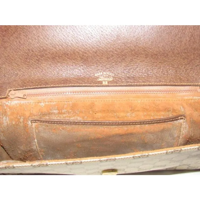 Gucci Vintage Pursesdesigner Purses Large G Logo Print Coated Canvas And Leather In Browns Clutch