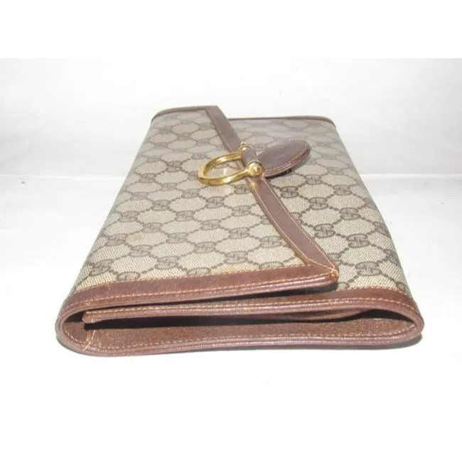Gucci Vintage Pursesdesigner Purses Large G Logo Print Coated Canvas And Leather In Browns Clutch
