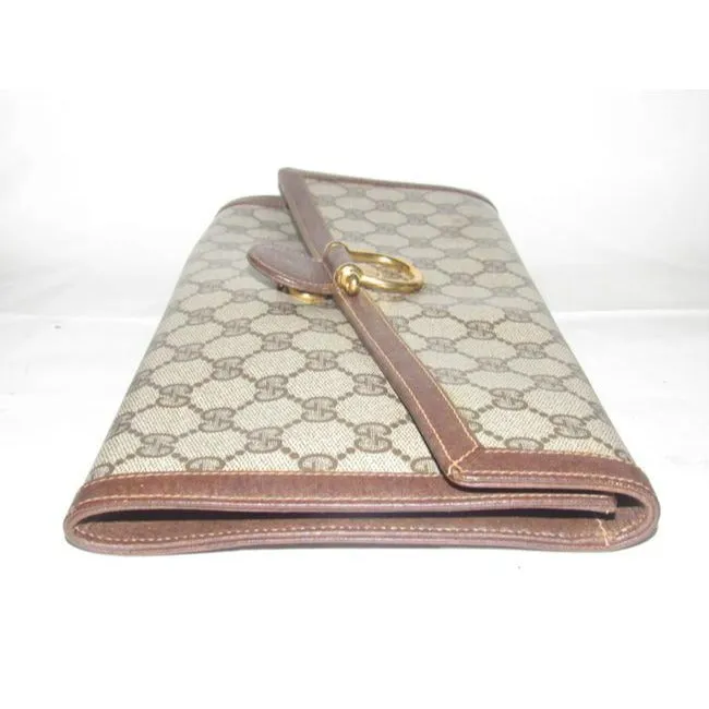 Gucci Vintage Pursesdesigner Purses Large G Logo Print Coated Canvas And Leather In Browns Clutch