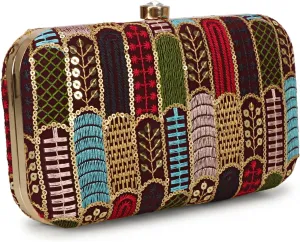 Hand Crafted LONGING TO BUY Designer Box Clutch - Zari Embroidery Hand Clutch