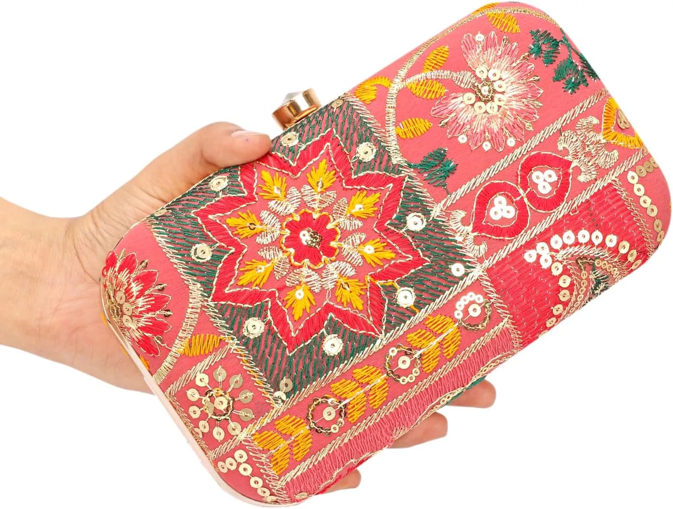 Hand Crafted LONGING TO BUY Designer Box Clutch - Zari Embroidery Hand Clutch