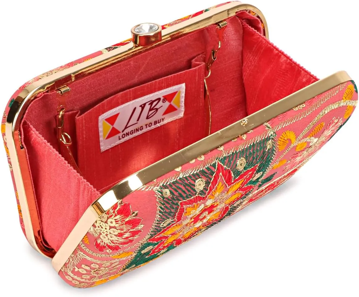 Hand Crafted LONGING TO BUY Designer Box Clutch - Zari Embroidery Hand Clutch