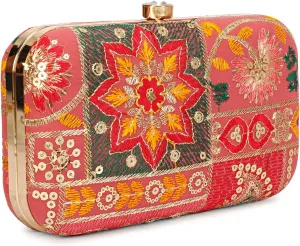 Hand Crafted LONGING TO BUY Designer Box Clutch - Zari Embroidery Hand Clutch