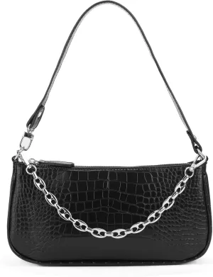 Handbag with Chain Strap Faux Leather Classic Clutch Bag Small Shoulder Purse、
