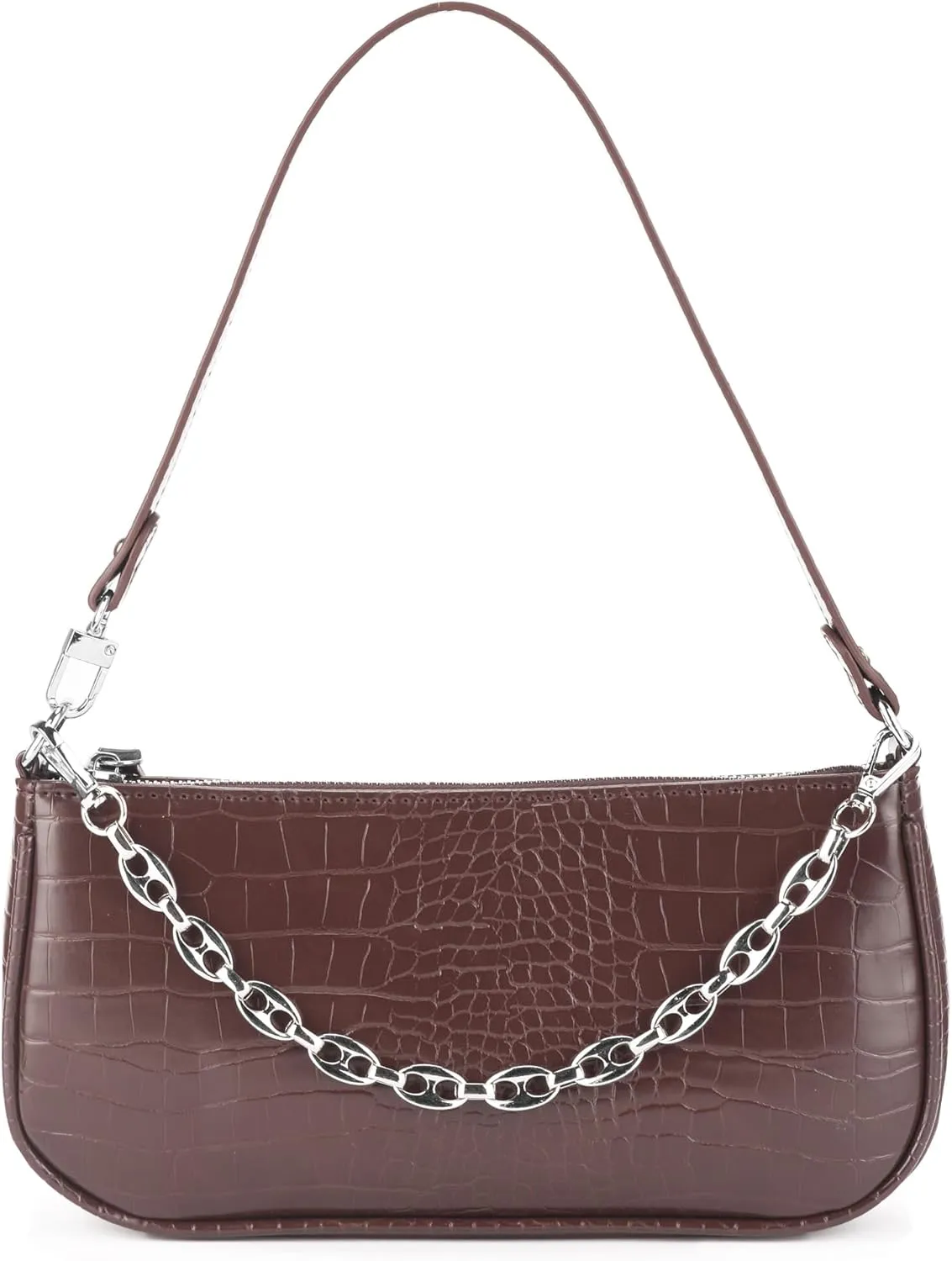 Handbag with Chain Strap Faux Leather Classic Clutch Bag Small Shoulder Purse、