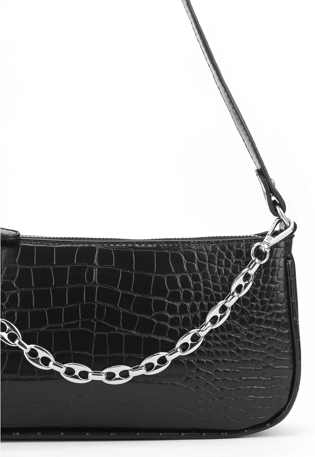 Handbag with Chain Strap Faux Leather Classic Clutch Bag Small Shoulder Purse、