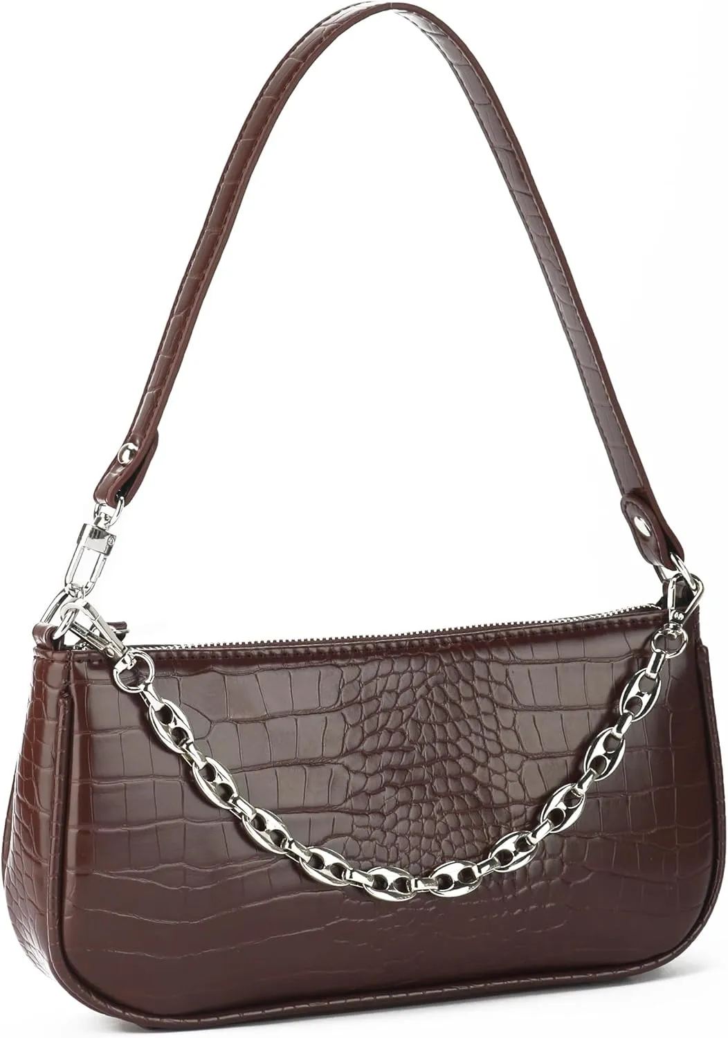 Handbag with Chain Strap Faux Leather Classic Clutch Bag Small Shoulder Purse、