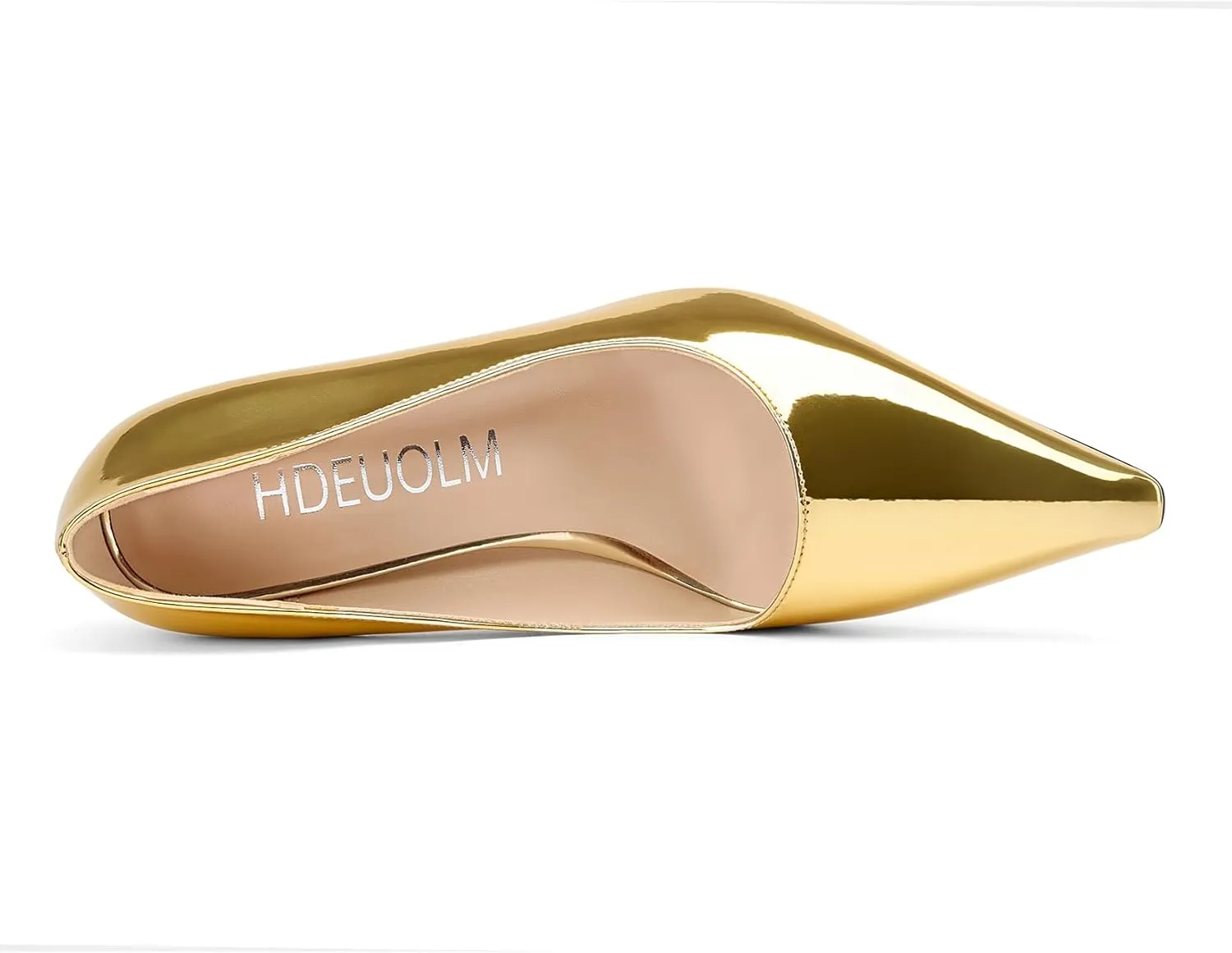 HDEUOLM Womens Stiletto High Heel Square Toe Pumps Slip-on Office Dress Patent Leather 3.9 Inches Heels