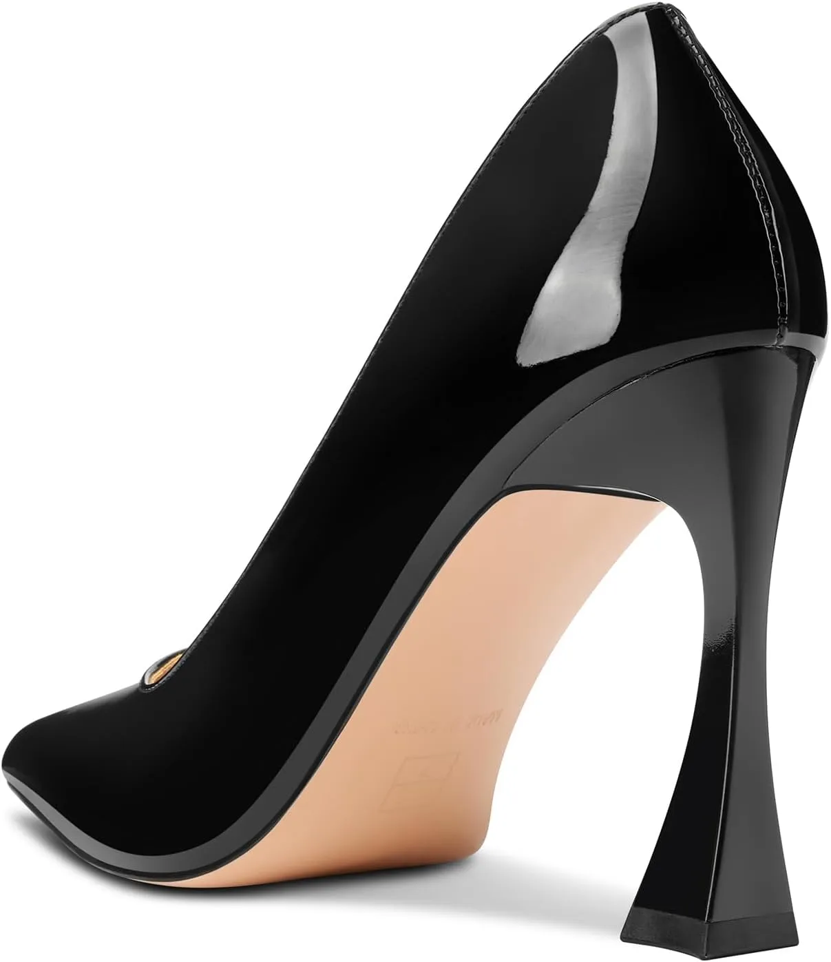HDEUOLM Womens Stiletto High Heel Square Toe Pumps Slip-on Office Dress Patent Leather 3.9 Inches Heels