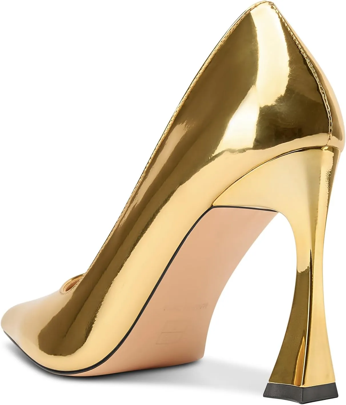 HDEUOLM Womens Stiletto High Heel Square Toe Pumps Slip-on Office Dress Patent Leather 3.9 Inches Heels