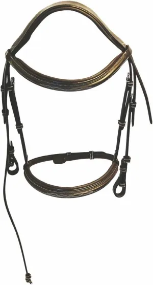 Henri de Rivel Pro Mono Crown Fancy Bridle with Patent Leather Piping and Laced Reins