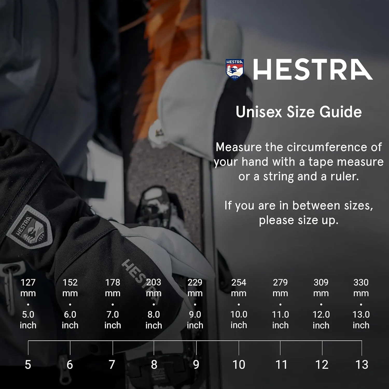 Hestra Unisex CZone Mountain 3-Finger Glove, Waterproof, Windproof Leather Alpine Ski Glove for Men & Women