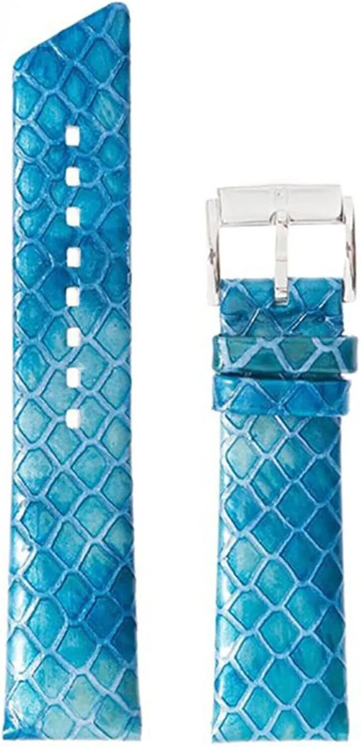 HIRSCH Pythea Leather Watch Strap - Calfskin Leather - Python Embossing - Blue, Brown - 14mm, 16mm, 20mm