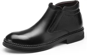 HOOENG Chelsea Boots for Men Crocodile Print Cowhide Leather Slip on Wearable Waterproof Non Slip Casual Classic (Color : Black, Size : 8.5)