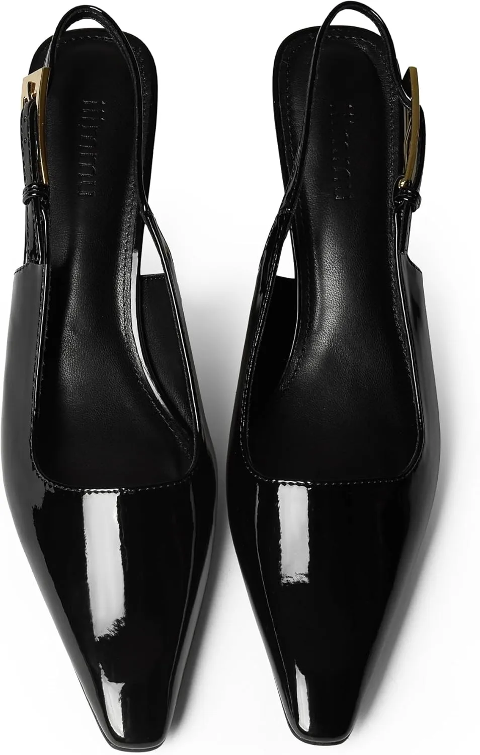 iiimmu Kitten Heels for Women 2 inch Low Heel Pointed Closed Toe Slingback Pumps Dress Shoes, Faux Leather