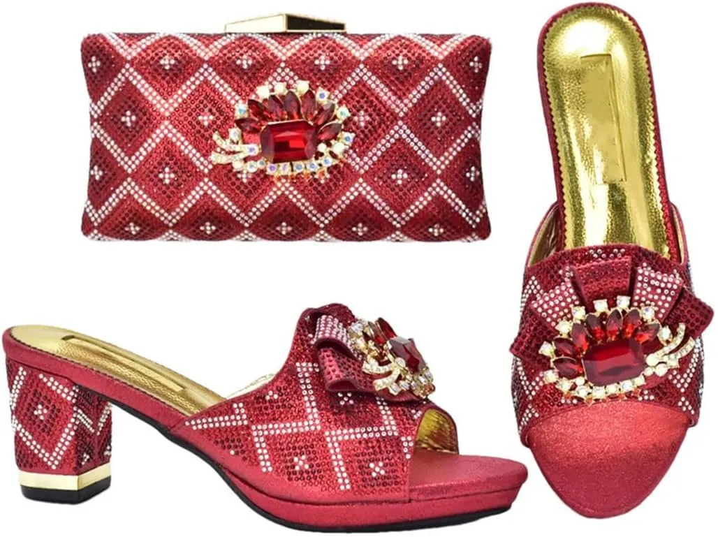 Italian Crafted Diamond Wedding Heels African Bridal Set Rhinestone Banquet Footwear
