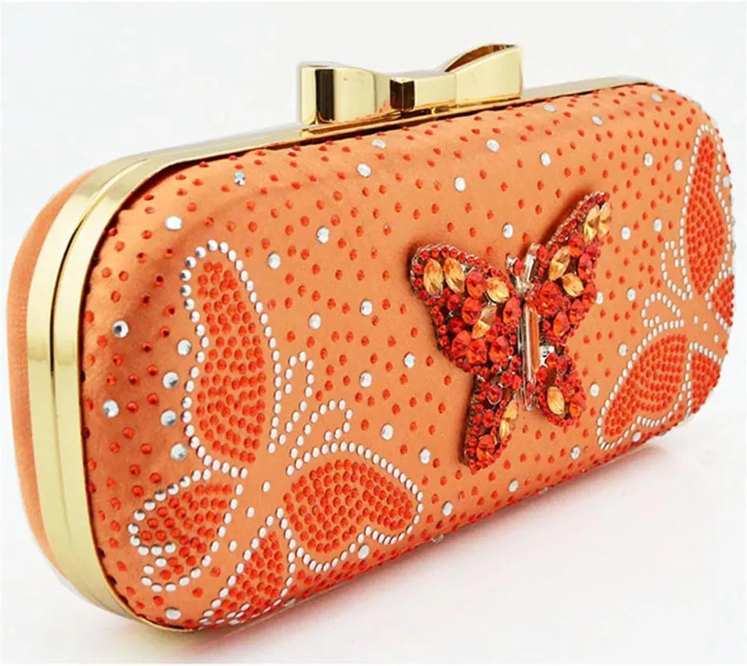 Italian Crafted Square-Toe Rhinestone Heels and Clutch Set African Women’s Wedding Banquet Footwear