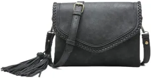 JEN & CO. Sloane Crossbody - Vegan Leather Clutch Purse for Women, Adjustable Strap, Decorative Tassel Purses