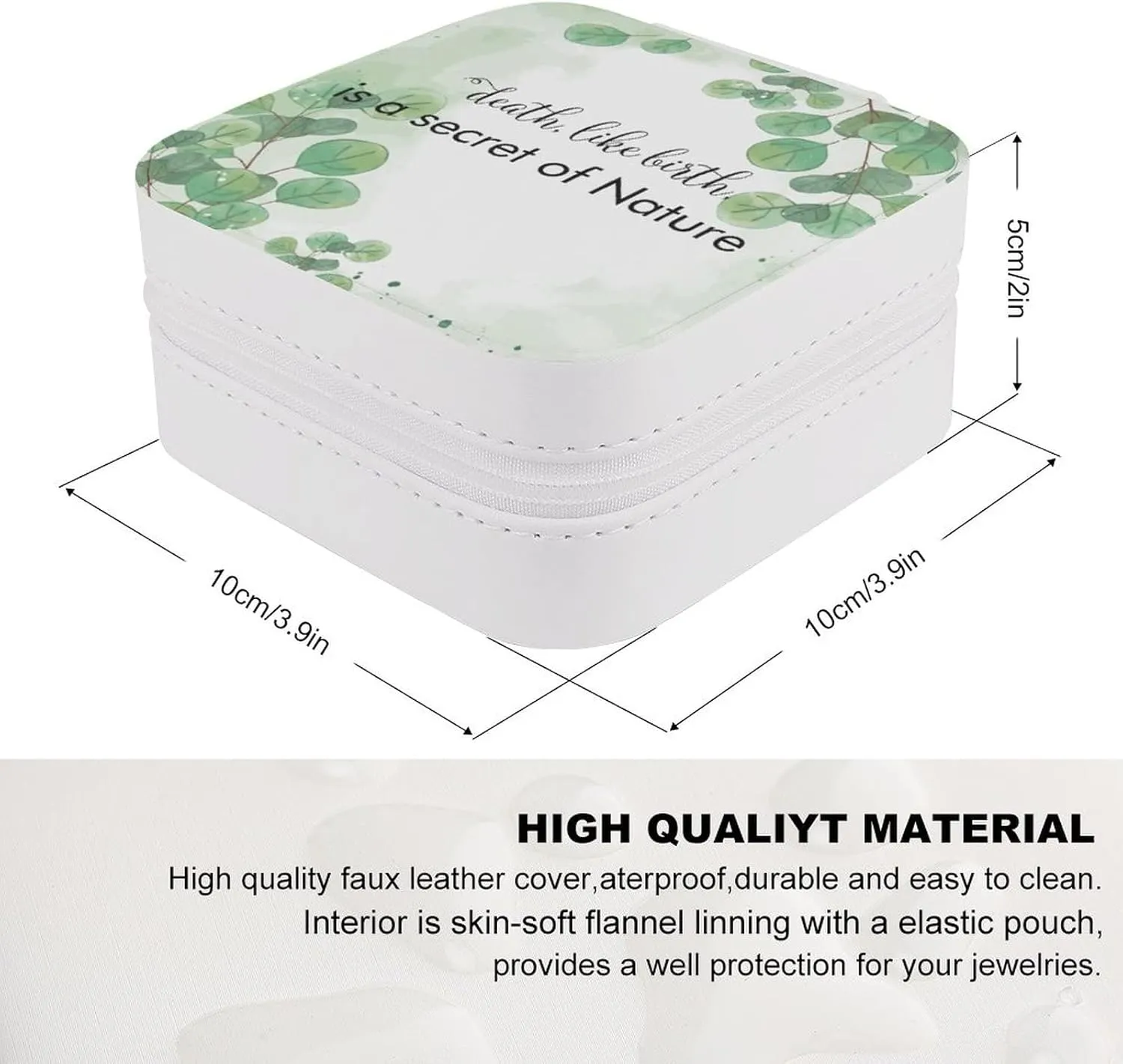 Jewelry Box, PU Small Portable Travel Case, Organizer Display Storage Holder Box for Rings, Earrings, Necklaces, Bracelets Death, Like Birth, Is A Secret of Nature