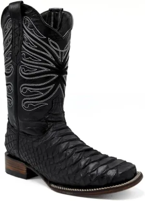 Joe Boots Python Leather Print Men's Western Boot: Square Toe Cowboy, Rodeo Boots