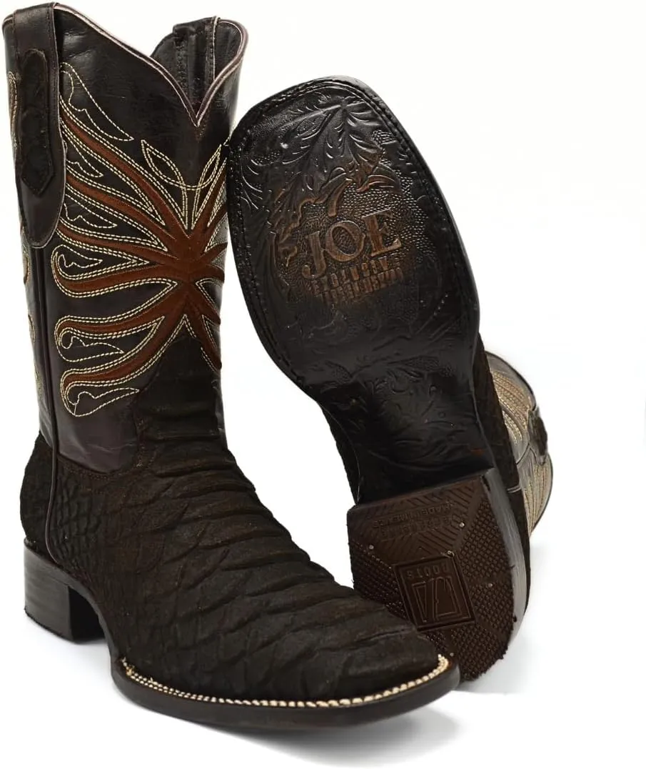 Joe Boots Python Leather Print Men's Western Boot: Square Toe Cowboy, Rodeo Boots
