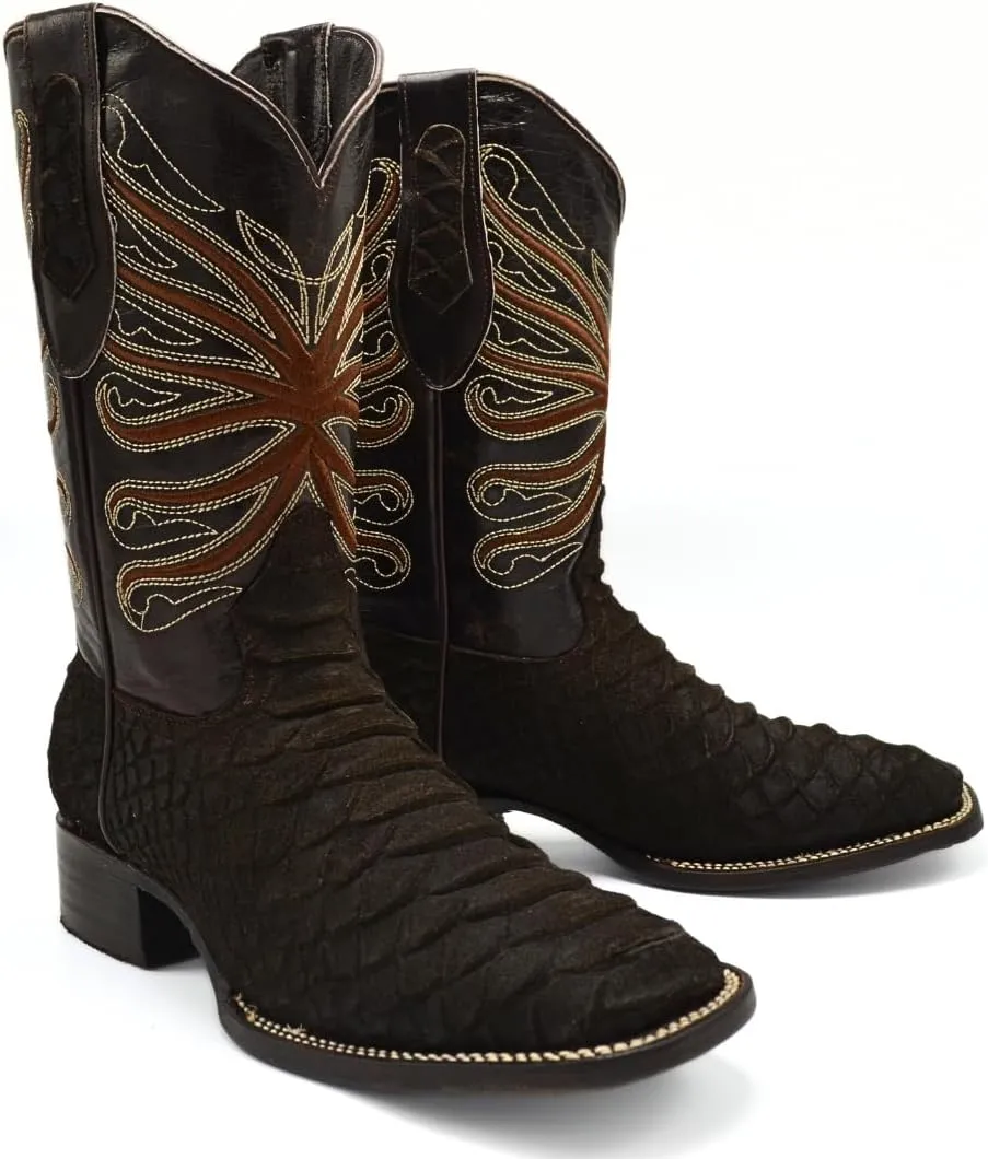 Joe Boots Python Leather Print Men's Western Boot: Square Toe Cowboy, Rodeo Boots