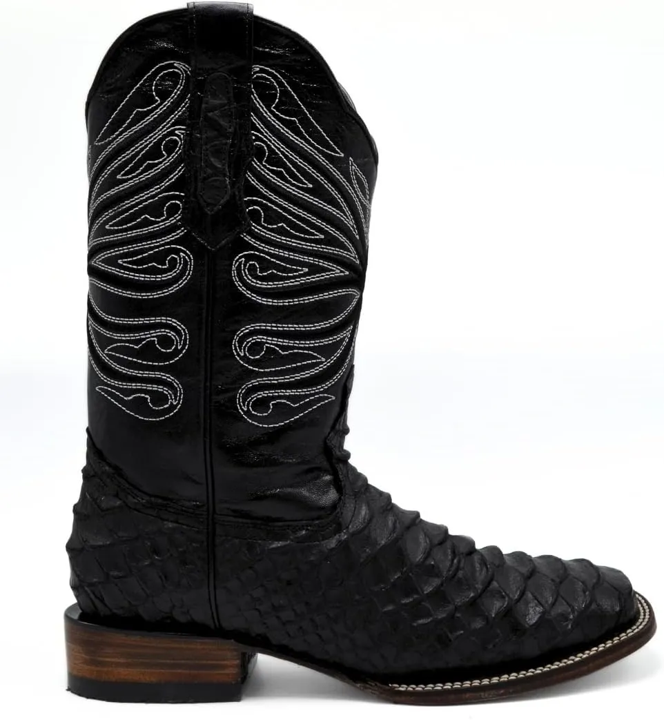 Joe Boots Python Leather Print Men's Western Boot: Square Toe Cowboy, Rodeo Boots