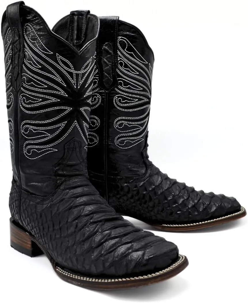 Joe Boots Python Leather Print Men's Western Boot: Square Toe Cowboy, Rodeo Boots