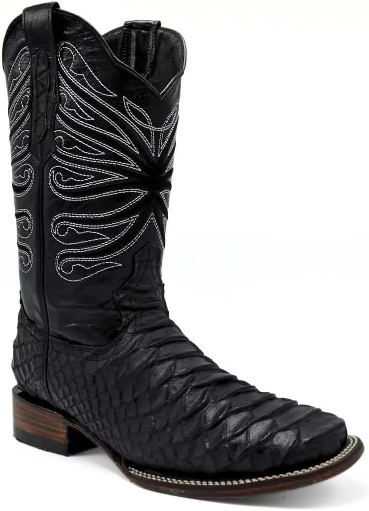 Joe Boots Python Leather Print Men's Western Boot: Square Toe Cowboy, Rodeo Boots