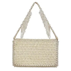 JOEL FLAPOVER CLUTCH PRISTINE IVORY WITH HANDLE