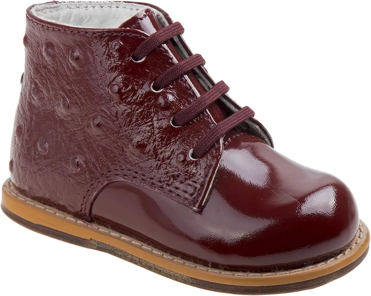 Josmo 8190PO Patent Ostrich Baby Walkers (3.5) Burgundy