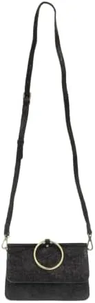 Joy Susan Women's Fashion Pyhton Aria Ring Hand Bag - Black